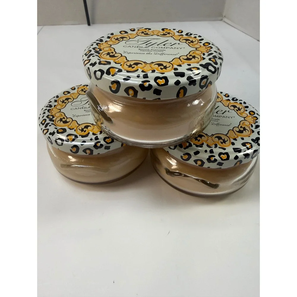 Tyler Candle Company Patchouli Scented Jar Candles 3.4oz Set of 3 Leopard Lid